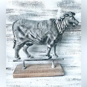 Metal Cow on Stand